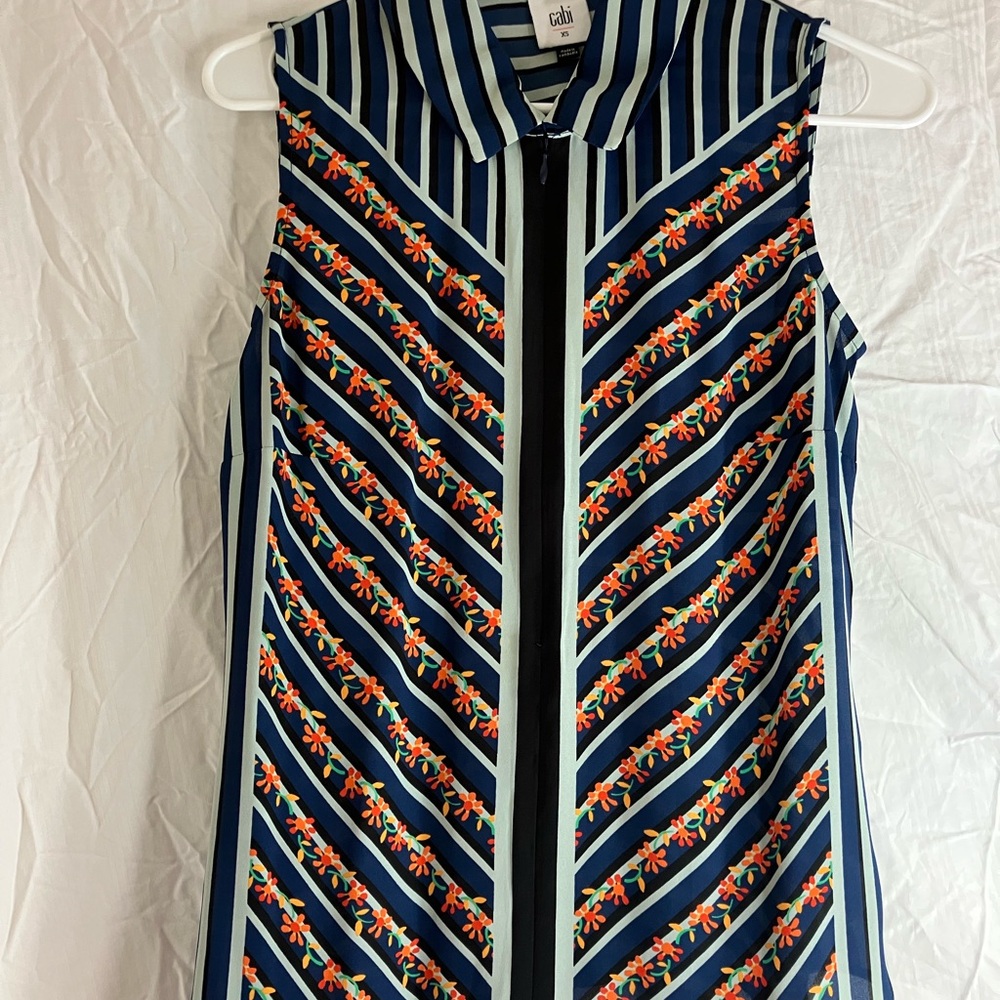 CAbi Women's Mini Dress - Navy and Orange Floral